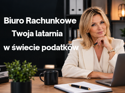 Biuro rachunkowe – Hania siedzi przy biurku w nowoczesnym biurze i symbolizuje wsparcie w świecie podatków