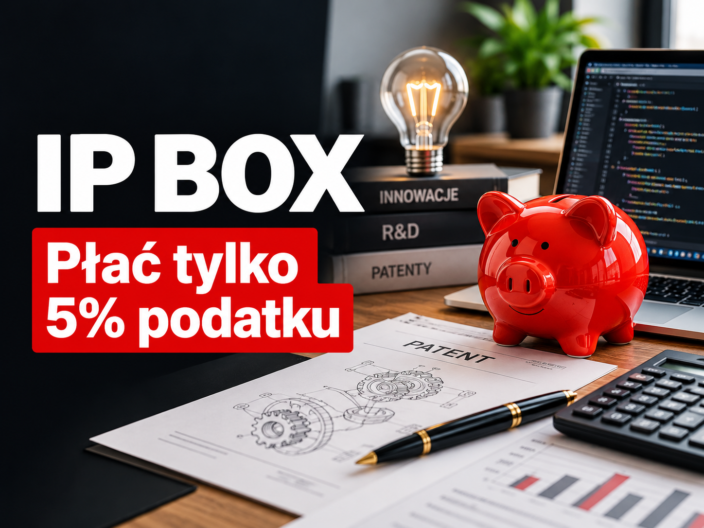 IP BOX – skarbonka i symbol oszczędności podatkowej związanej z preferencją 5 procent dla innowacyjności