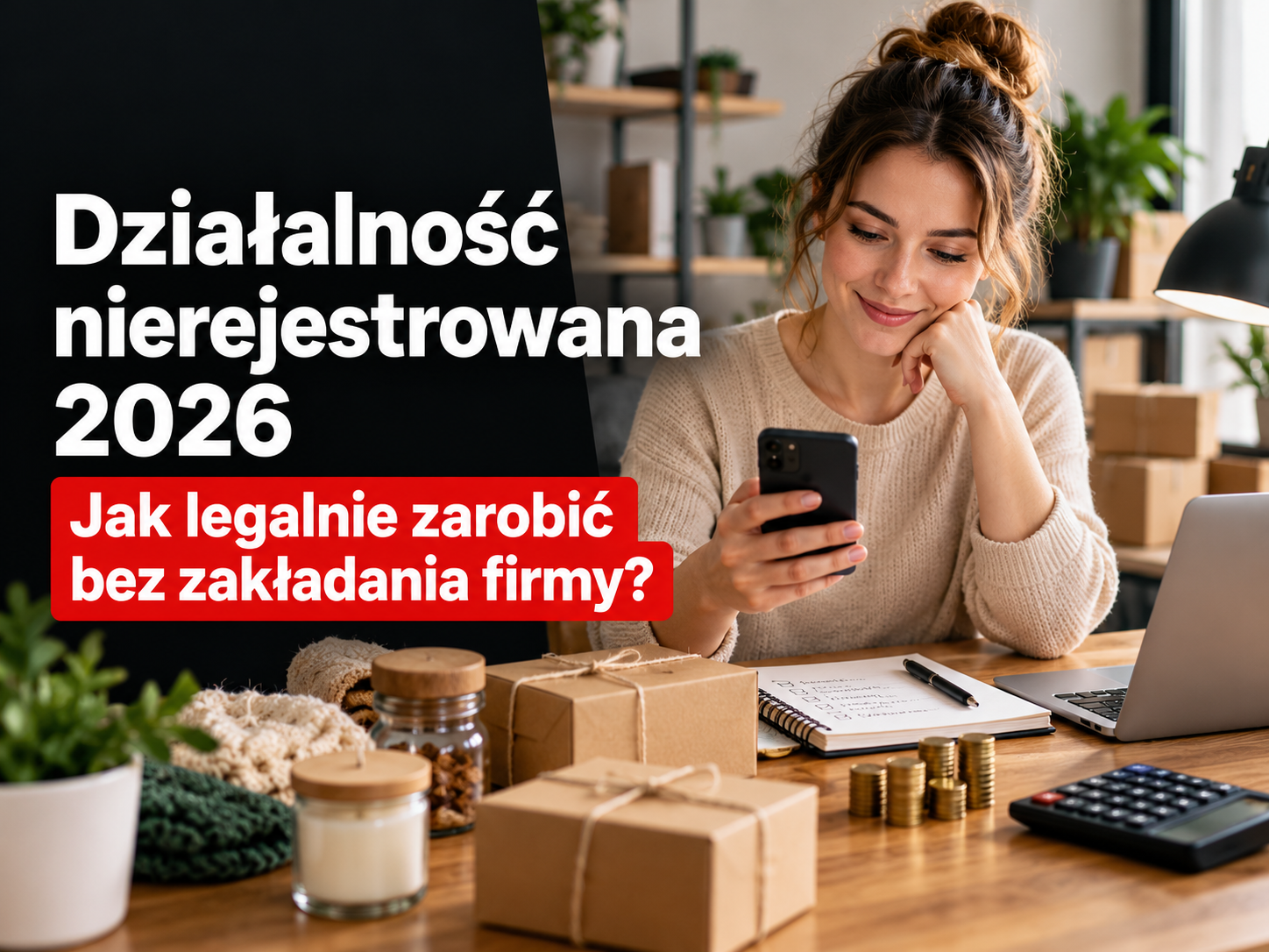 Działalność nierejestrowana w 2026 roku – infografika o legalnym zarabianiu bez rejestrowania firmy