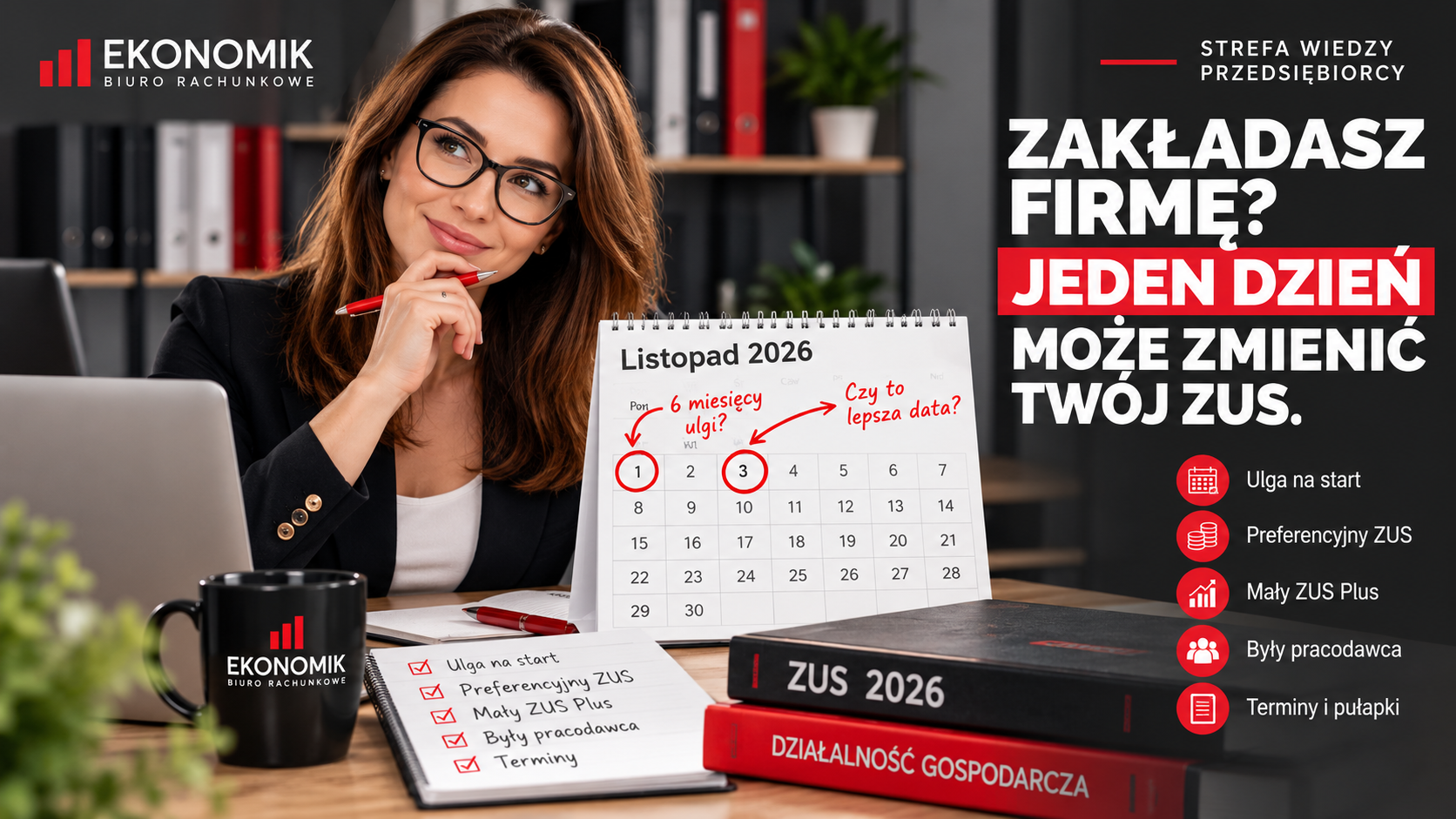 Ulga na start ZUS 2026 – kalendarz i porównanie dat rozpoczęcia działalności gospodarczej